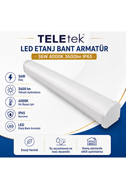 Teletek 36w 4000k 3600lm Ip65 Led Etanj Ilık Beyaz Bant Armatür