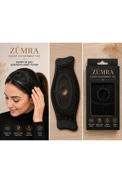 zmrzumraesarp KAYDIRMAZ SLİKON TAÇ EŞARP VE ŞAL İÇİN