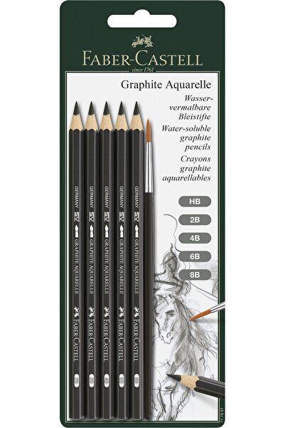 Faber Castell Blister 6 Buc Creion Grafit Aquarelle + Pensula Faber-Castell