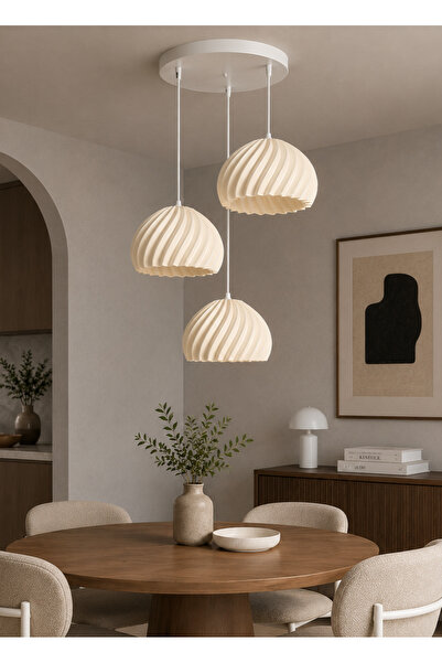 Limon 3D Desing Velora 3'lü Beyaz Modern Sarkıt Avize | Şık bohem tarz Salon ...