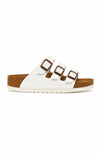 Sivarro 3 Buckle Slippers Comfortable Daily Summer Slippers - White