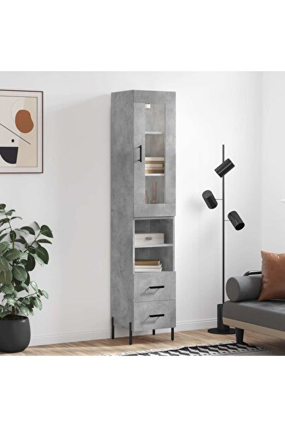 Concept Dulap înalt, gri beton, 34,5x34x180 cm, lemn prelucrat