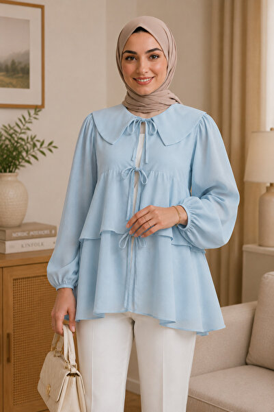 bellura Bebe Yaka Bağcıklı Eteği Katlı Kimono