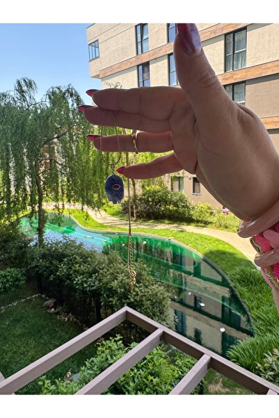 Xui Doğal Taş Hamsa Fatma Ana Eli Detaylı Çelik Gold Kolye (Nazar,Bereket ve ...