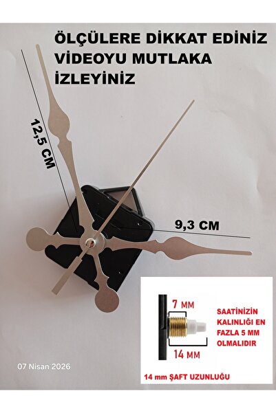 CNR SHOP Saat Makinesi, Akar Sessiz Duvar Saati Mekanizması, 14 MM şaft, Akre...