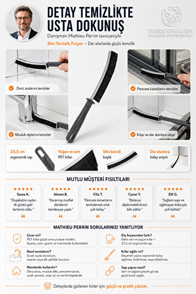 Transformacion İnce Sert Kıllı Çok Dar Bölge Fırçası - Mutfak Banyo Fırçası 2 ADET 720037