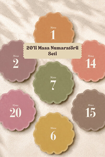 Funzee 20'li Masa Numaratörü Seti | Özel Kesim Masa Numarası Kartı (1-20) | D...