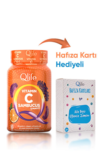 Qlife Vitamin C Sambucus Gummies - C Vitamini İçeren Çiğnenebilir Vitamin 60 ...