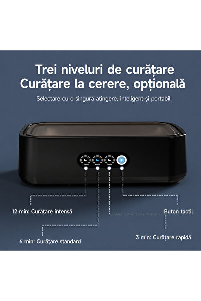 OEM Aparat de curățat cu ultrasunete YM X81, 650 ml, 45 kHz, 40 W, temporizator digital 720s, control tactil, pentru bijuterii, ochelari, ceasuri și accesorii, negru