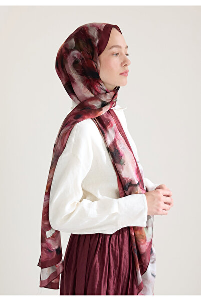 Freshscarfs Melaına Floş Viskon Şal Mürdüm