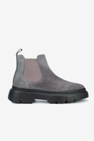 Serhat Özköroğlu Grey Suede chelsea men's boots grey