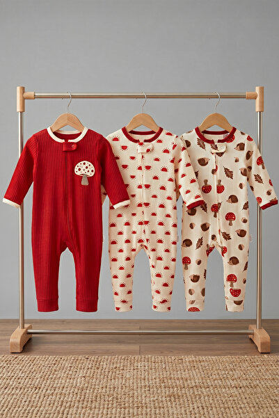 MIDIRIK ÇELEBİ bebe 3'lü Unisex Doğa Temalı Bebek Tulum Paketi - %100 Pamuk, ...