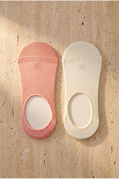 Katia&Bony Women's 2-Piece Basic Colored Invisible Ballerina Socks Pink Mix