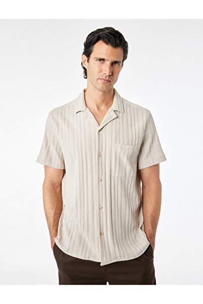 Koton Single Pocket Turn-Down Collar Buttoned Short Sleeve Shirt