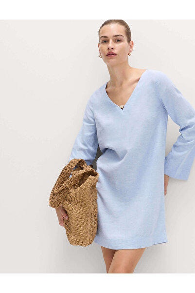 Marks & Spencer Keten Karışımlı Mini Elbise