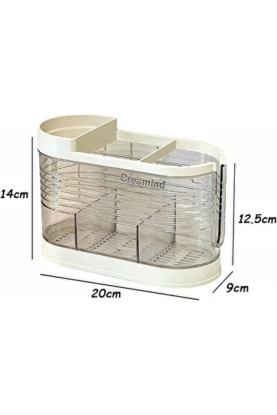 Arabest Clear Countertop Cutlery Drying Holder, Utensil Drainer with 3 Compar...