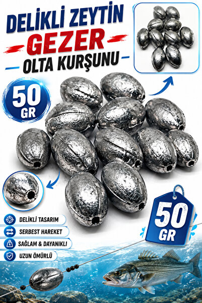 sr sazanrig 50 gr Delikli Zeytin Gezer Olta Kurşunu (10 ADET)