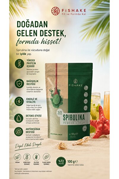 FiShake Organik Spirulina Tozu / Powder Premıum 100 gr