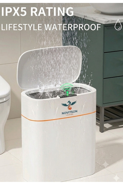 Novitson سلة مهملات ذكية أوتوماتيكية NSB-6850W سعة 16 لتر - تصميم عصري، التخل...
