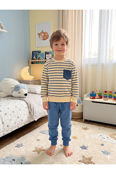 Fil Kids Set de trening de iarnă pentru băiat, 100% bumbac, culoare bej, cu d...