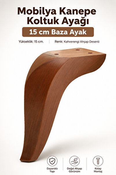 NZB Mobilya Kanepe Sehpa TV Ünitesi Koltuk Ayağı 15 cm Kahverengi Ahşap Desen...
