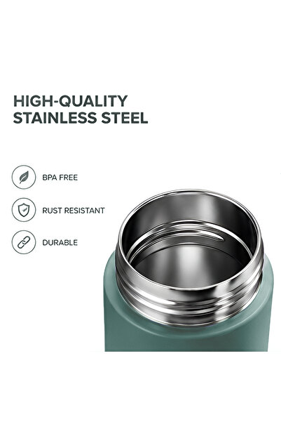 Cocobee Insulated Stainless Steel Vacuum Flask, Leakproof, Odour-free, Food Grade, 550 ml, Green