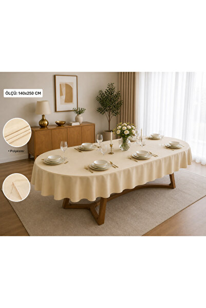 Valerium Velvet Textured Oval Tablecloth 130 X 180