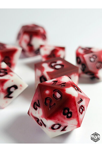 Soulsnstuff El Yapımı DND Zar Seti – BloodBound Epoksi Reçine RPG Dice – Özel...