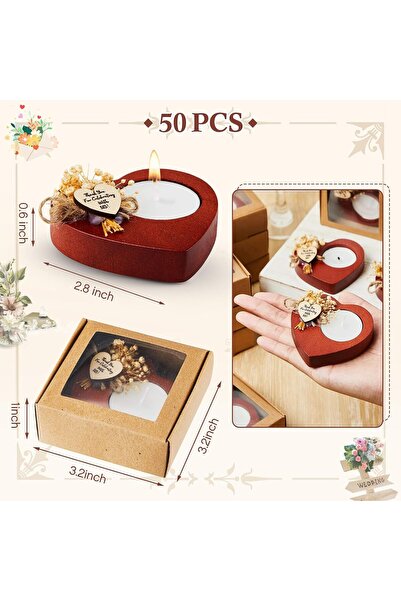 Arabest 6-Piece Heart Shaped Wedding Candles, Rustic Bridal Shower Favors wit...
