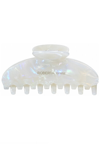 Roberta Lorenz Written High Quality Hologram White Acetate Latch Buckle / 10 cm