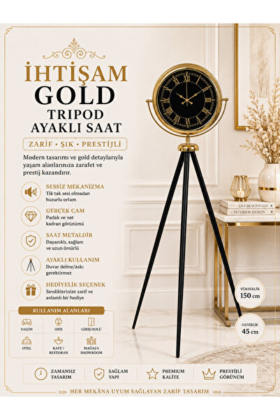 ZENTİME İhtişam Gold Tripod Ayaklı Saat