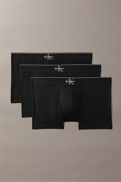 Calvin Klein Erkek Logo Detaylı Elastik Bel Bantlı Pamuklu Üçlü Paket Siyah B...
