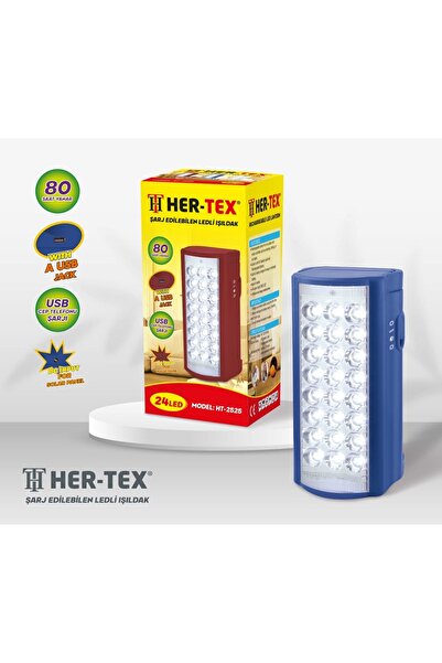 HERTEX 80 Saat Yanan Süper Işıldak - 24 Smd Led li 6 Volt Akülü Kamp Led Lambası
