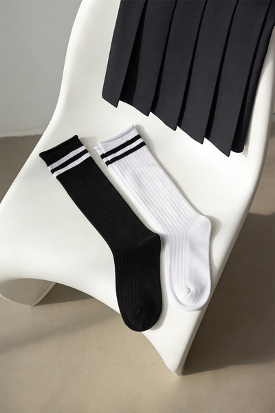 Belyy Socks Belyy dvodelne čarape za devojčice do kolena