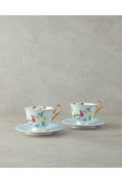 English Home Vanilla New Bone China Fincan Takımı 4 Parça 2 Kişilik Açık Mavi