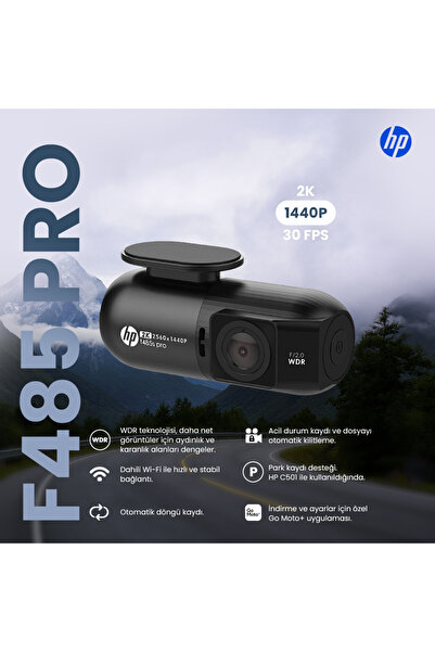 HP F485S Pro 2K QHD Araç İçi Kamera - Go Moto+ Wi-Fi Telefon Bağlantılı, WDR ...
