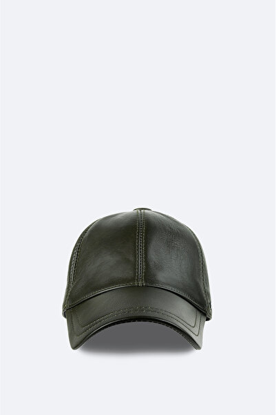 Avva Men's Khaki 100% Leather Sports Cap A42Y9285