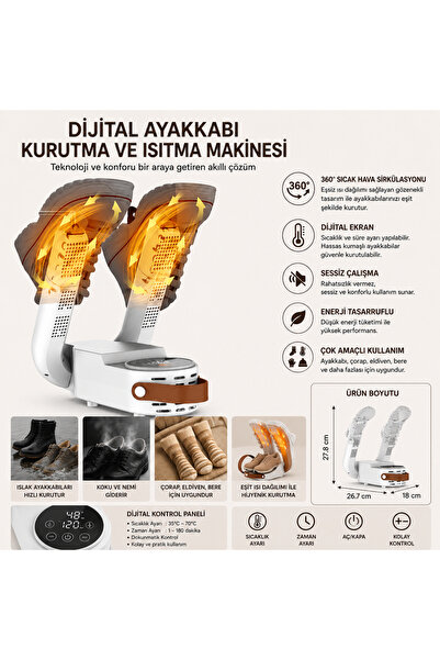 yusa stores Dijital Ayakkabı Kurutma ve Isıtma Makinesi Zaman Ayarlı Taşınabi...