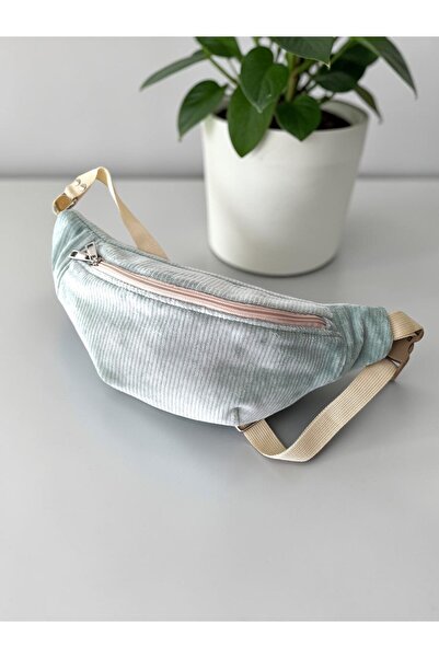 minart design Water Green Velvet Fabric Waist Bag Suitable for Cross-Body Use