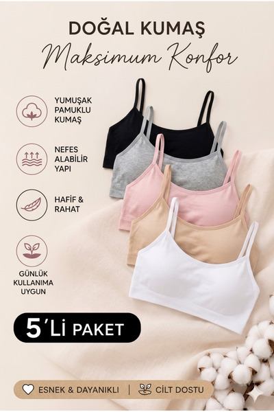 Mudcosıo Women's Colorful 5-Piece Sports Bra with Straps and Removable Pads
