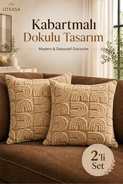 OTEXSA Husă de pernă decorativă modernă, texturată în relief, set de 2, pentr...
