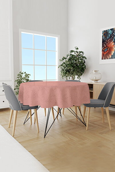 Moud's Hope Fell 4 Patterned Round Suede Carefree Tablecloth