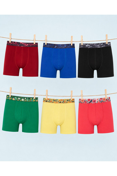 Vincent Rborn Erkek Pamuklu Esnek 6'lı Paket Boxer Garden & Camouflage