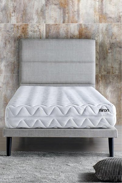 Niron Yatak Niron Slim Pocket Yatak Seti - 120x200 Tek Kişilik Paket Yaylı Yatak, Metal Baza ve Başlık Takımı
