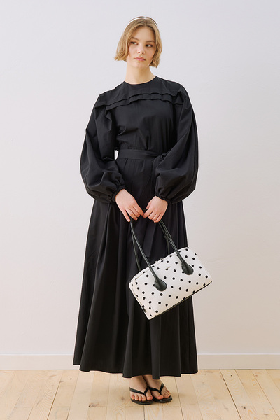 Manuka Sofia Striped Long Dress Black