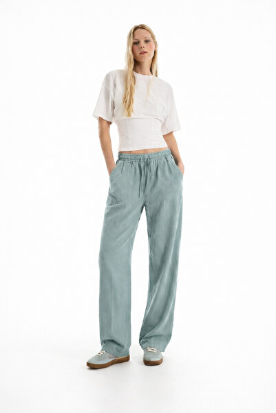 DAMGA JEANS Pantaloni de in verzi largi, la modă, de vară, pentru femei