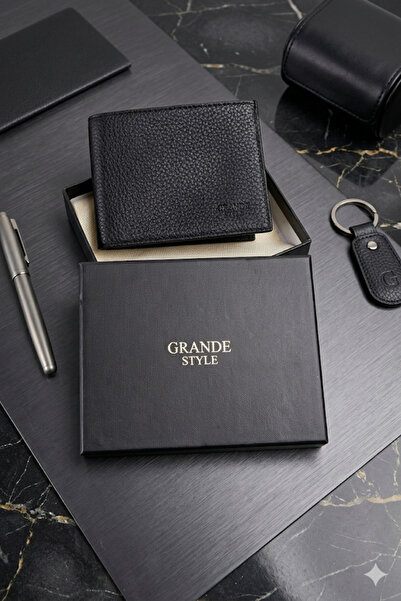 Grande Style 01500 Erkek Hakiki Deri İnce Cüzdan SİYAH