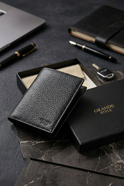 Grande Style 01582 Erkek Hakiki Deri Cüzdan SİYAH
