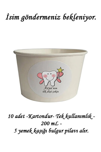 tm tasarı mağazası 10 Adet Kişiye Özel Pembe Diş Buğdayı Karton Kase 9x6cm- I...