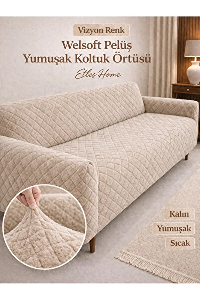 elyar Plush Elastic Sofa Cover 3-Seater Washable Stretchable Armchair Slipcover